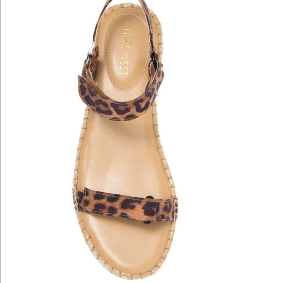 Leopard print adjustable strap espadrille accent Nine West sandals - Picture 4 of 4
